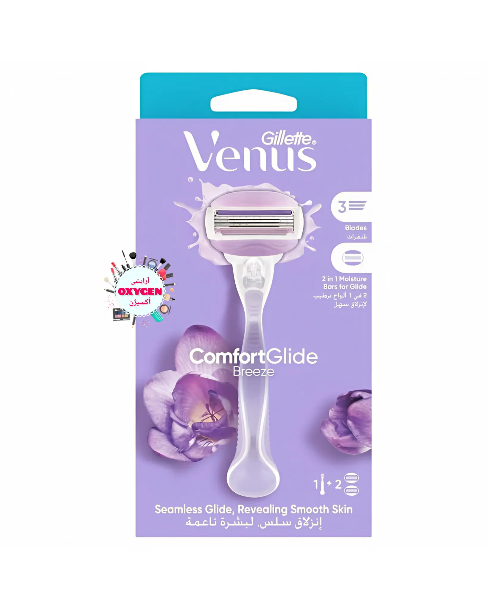 خودتراش ۳لبه بانوان برند ژیلت ونوس بنفش مدل ComfortGlide Breeze